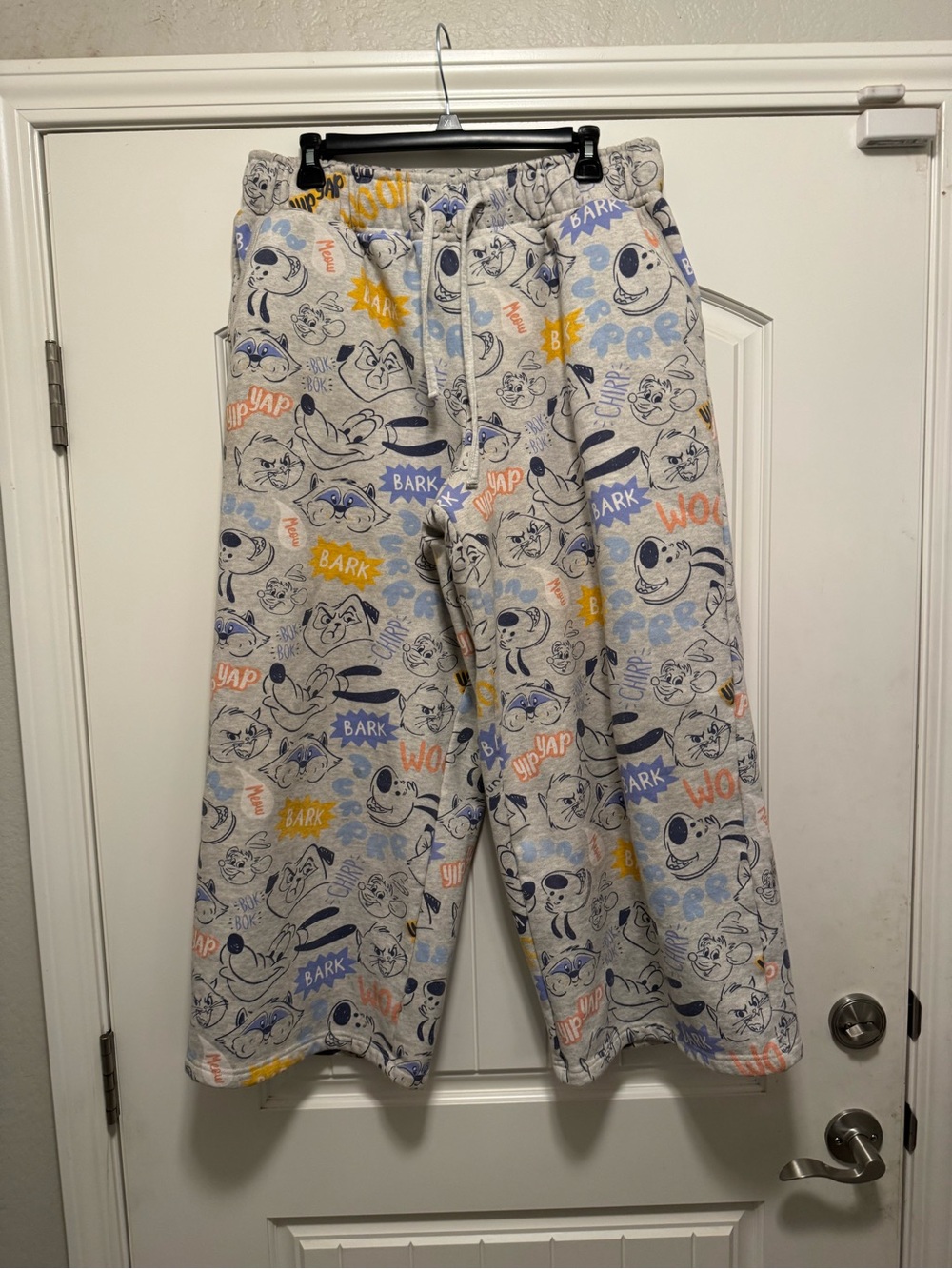Disney Parks Critter Chaos Wide Leg Sweatpants Lounge Pants Gray Fleece Large L